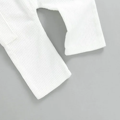 Vista 7 de Overol de pana con bolsillos para bebé sin mangas con botones con tirante color liso ropa de otoño para niños pequeños