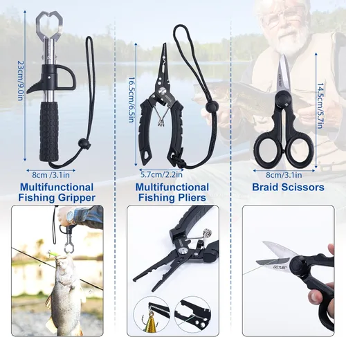 Vista 6 de Goture Fishing Rod and Reel Combos, 1.8M-2.7M Carbon Fiber Telescopic Fishing Pole with Spinning Reel, Lures Set, 900D Carrier Bag, Travel Full Kit
