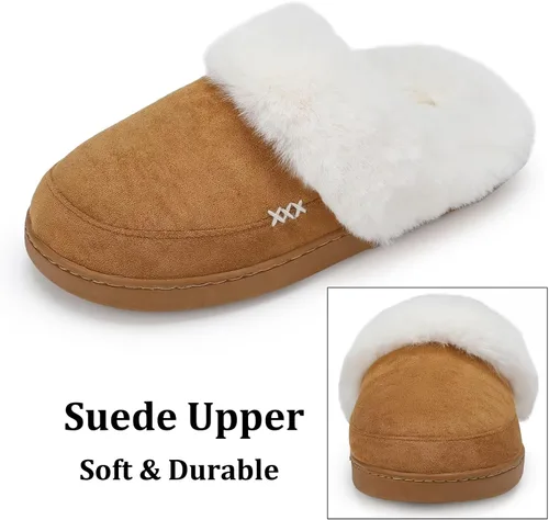 Vista 3 de NineCiFun - Pantuflas de casa de gamuza, unisex, mullidas, con forro de piel sintética, para interiores y exteriores, con suela de goma