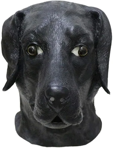 Vista 4 de Máscara de látex para perro con forma de labrador, disfraz de perro de labrador, color negro
