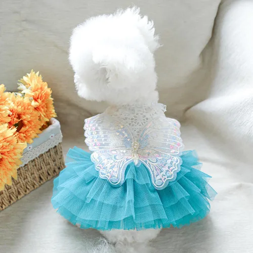 Vista 17 de ANIAC Daisy Vestidos para Perros Pequeños Hembra con Anillo para Correa, Nudo de Lazo Vestido de Boda para Cachorra, Traje de Gato de San Valentín