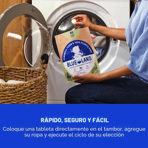 Vista 8 de BLUELAND Pastillas de detergente para ropa, 36 unidades, cápsulas, hojas y alternativa líquida sin plástico, respetuosas con el medio ambiente, sin