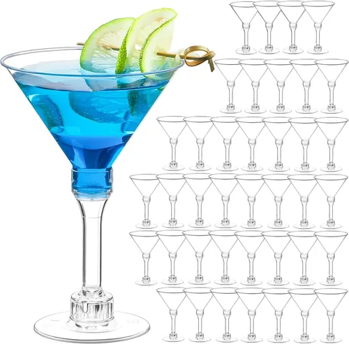 Vista 7 de TOFLEN Paquete de 40 vasos de Martini de plástico de 5 onzas, desechables, mini tazas altas de cóctel de plástico para margarita, perfectos