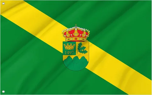 Vista 2 de Puebla de la Sierra, bandera de Madrid, impresión de diseño único, doble costura, bandera de la provincia de España 3x5 para exteriores, banderas