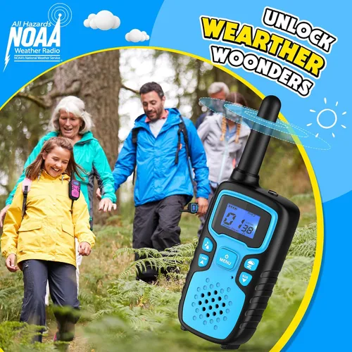 Vista 6 de Wishouse Walkie Talkies para adultos y niños, recargable de largo alcance, paquete de 8 unidades, regalo familiar para acampar