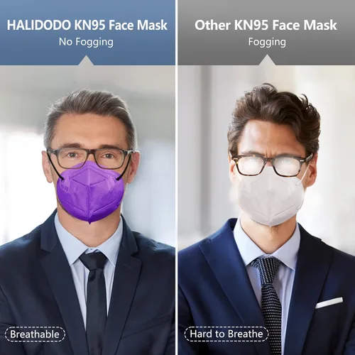 Vista 5 de 60 Paquetes Mascarillas Faciales KN95, Envueltas Individualmente Protección de 5 Capas Copa Mascarilla Facial contra Polvo, Mascarilla de Protección
