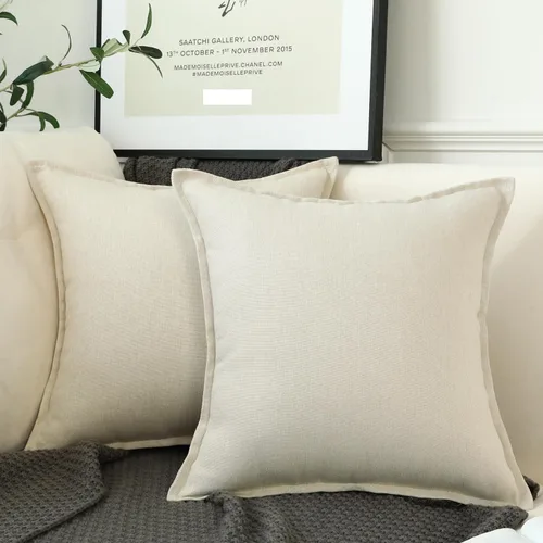 Vista 12 de LIGICKY Juego de 2 fundas de almohada de lino neutro de 18 x 18 pulgadas, fundas de almohada decorativas de color marrón caqui para sala de estar
