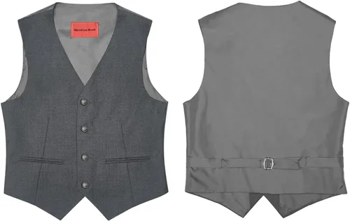 Vista 5 de Marvelous World - Conjunto de traje formal de corte entallado para niños, cintura ajustable