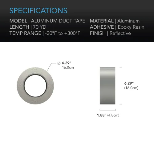 Vista 4 de AC Infinity Cinta de Conducto de Aluminio, Cinta de Lámina HVAC de Grado Profesional Resistente para Sellar, Parchear, Aislar o Reparar Conductos