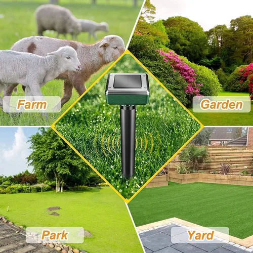 Vista 8 de Paquete de 8 picos de disuasión de topos sónicos alimentados por energía solar, repelente de ratones de serpiente para césped, jardín y patio