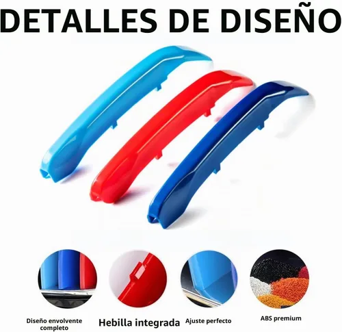 Vista 2 de Insertos de rejilla delantera automotriz compatibles con BMW X1 Sport 2016-2019 F48,Tricolor ABS 7-Beam Grill Exterior Trim Accesorios,Hebilla