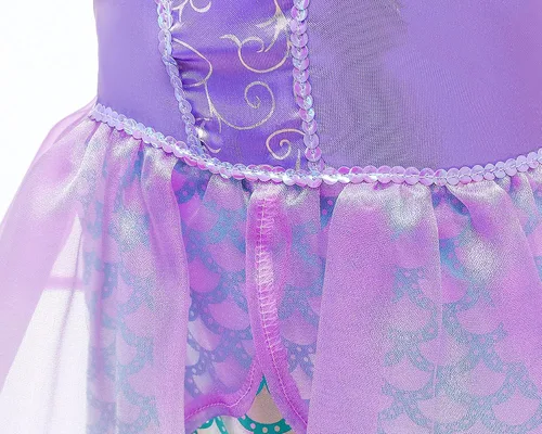 Vista 7 de Disfraz de sirena con peluca, corona, tiara, joyería de Halloween, princesa, accesorios de vestir para niñas