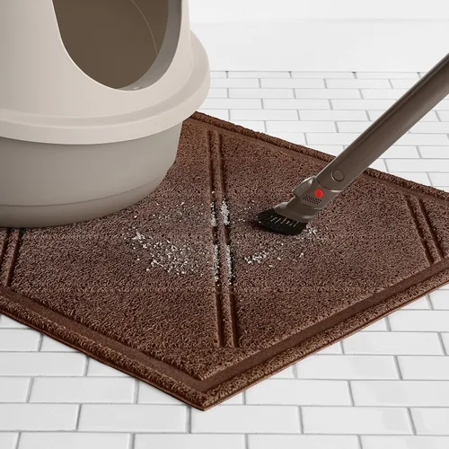 Vista 6 de Amazon Basics Less-Mess - Tapete para caja de arena para gatos, 24 x 35 pulgadas, sin perfume, marrón