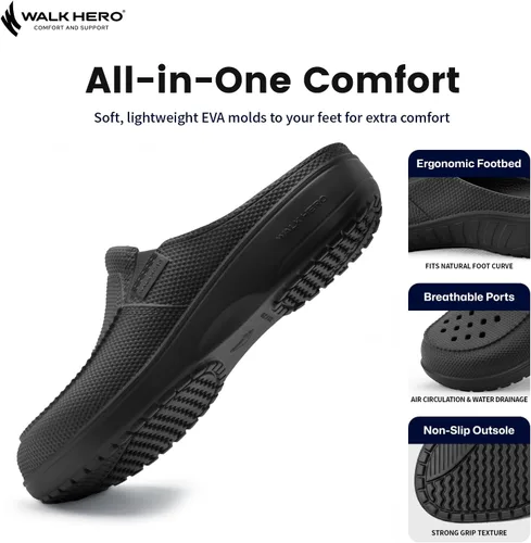 Vista 4 de Zuecos para hombre con soporte de arco, cómodos zuecos para hombres con plantilla acolchada, pantuflas ortopédicas unisex para fascitis plantar