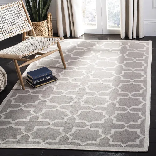 Vista 18 de SAFAVIEH Dhurries Collection DHU549L - Alfombra de lana de tejido plano hecha a mano de 2 pies 6 pulgadas x 6 pies, color negro/marfil