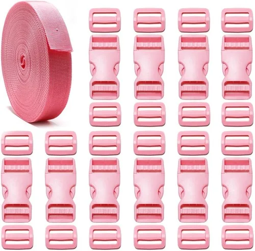 Vista 12 de 1 inch Buckle Strap Set with 10 Yards Webbing Side Release Plastic Buckle Negro