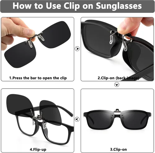 Vista 5 de CAXMAN Gafas de sol polarizadas con clip sobre gafas graduadas para hombres y mujeres, protección UV