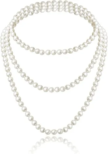 Vista 32 de Cizoe (aa) - Juego de accesorios de estilo Gatsby de la década de 1920, para mujer, diadema de estilo flapper, tocado, collar, guantes
