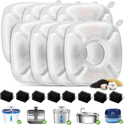 Vista 8 de 8 filtros de repuesto para fuente de gato Veken para fuente automática de mascotas de 95 onzas/2.8 L y dispensador de agua de acero inoxidable