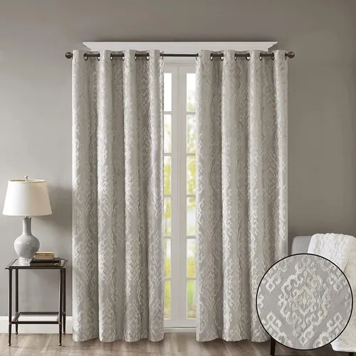Vista 20 de Sun Smart Amelia - Cortina de oscurecimiento total jacquard con diseño paisley para dormitorio, panel individual de lujo para ventana de sala