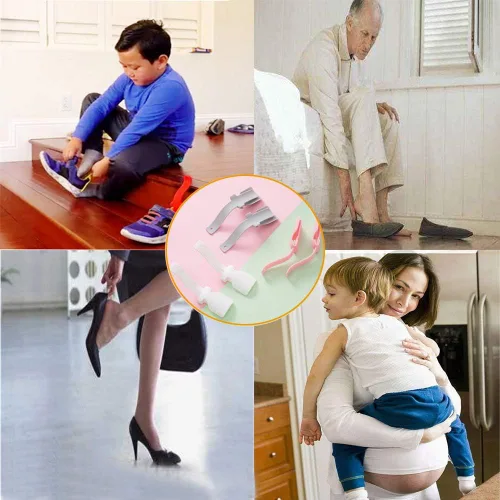 Vista 7 de ZAILHWK Lazy Zapatero ayudante con mango de cuerno de zapato para levantar zapatos, fácil de poner y quitar, portátil, calcetín deslizante