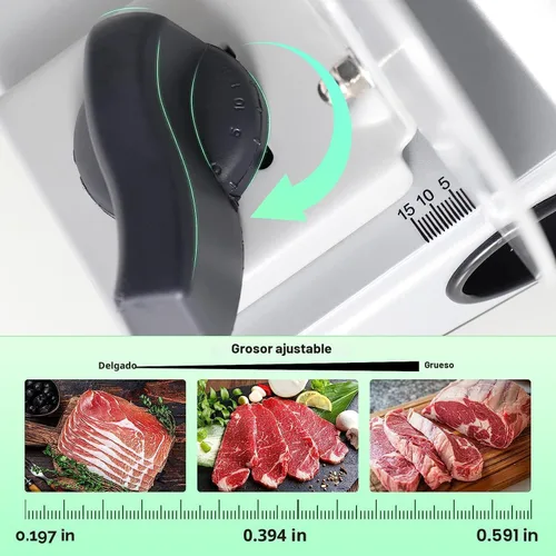Vista 2 de OSTBA Máquina cortadora de carne para el hogar, cortadora eléctrica de alimentos con cuchillas extraíbles de acero inoxidable de 6.7 pulgadas