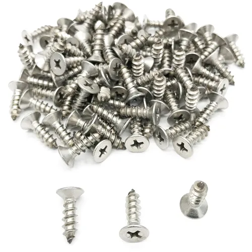 Vista 16 de Tornillos de 0.197 x 0.472 in, cabeza plana, Phillips Drive, autoperforantes, tornillos de madera para paneles de yeso de acero inoxidable 304, 100