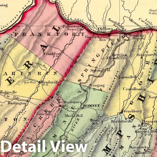 Vista 2 de Mapa histórico: Atlas topográfico, condado y distrito de White de Virginia Occidental. Condados de Mineral, Hampshire, Atlas de 1873 - Arte de pared