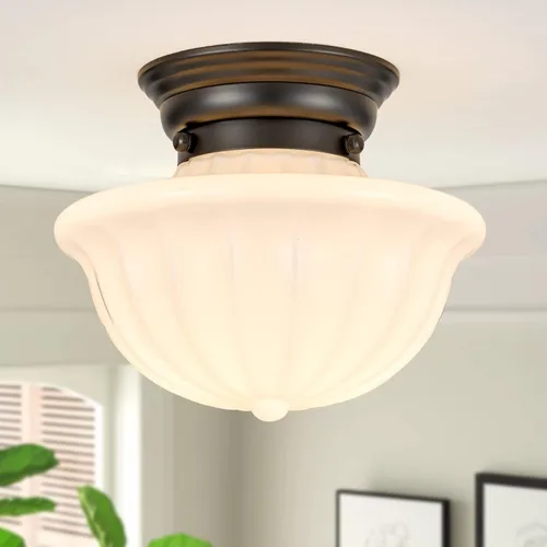 Vista 11 de [Usado] youngrender Accesorios de Lámpara Colgante Estilo Escuela, Lámpara Colgante de Cristal Lechoso Dorado de Latón de 9", Iluminación Colgante