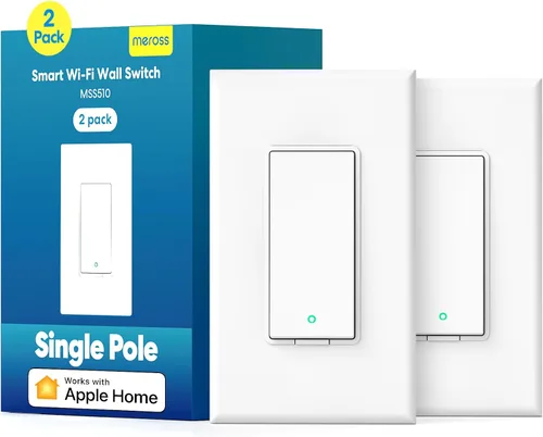 Vista 9 de meross Interruptor de luz inteligente compatible con Apple HomeKit, Siri, Alexa, Google Assistant y SmartThings, interruptor de luz Wi-Fi de 2.4