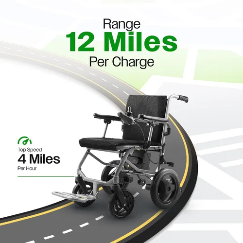 Vista 5 de Culver Mobility Kano - Silla de ruedas eléctrica plegable, tamaño de viaje, sillas de ruedas para adultos, ligera, silla eléctrica plegable