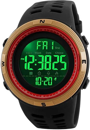 Vista 8 de Relojes digitales para hombre multifunción con alarma, cronómetro, LED, relojes deportivos al aire libre, reloj militar impermeable Verde militar