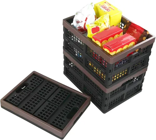 Vista 5 de Kekow Cesta de almacenamiento plegable de plástico negro de 15 L, almacenamiento de cajas plegables, juego de 3
