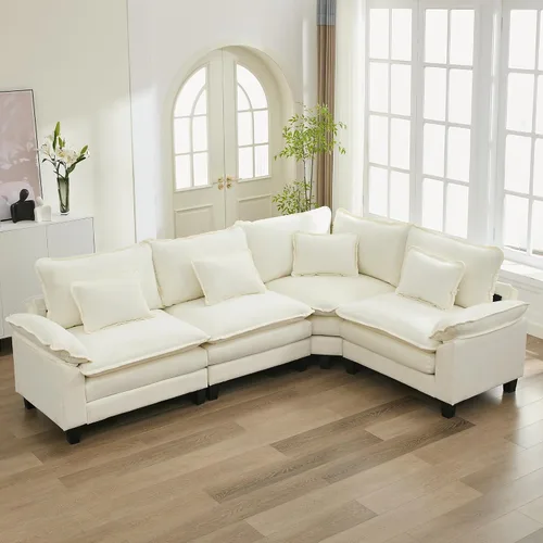 Vista 40 de URRED - Sofá seccional modular Cloud, sofá moderno en forma de L de 87" con profundidad de asiento con otomana y almohadas, ultra cómodo sofá