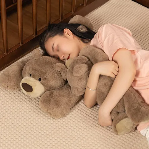 Vista 3 de ARELUX Animal de peluche suave de oso marrón: almohada de oso de peluche de 19.6 pulgadas para niños pequeños, lindos peluches de cuerpo abrazo
