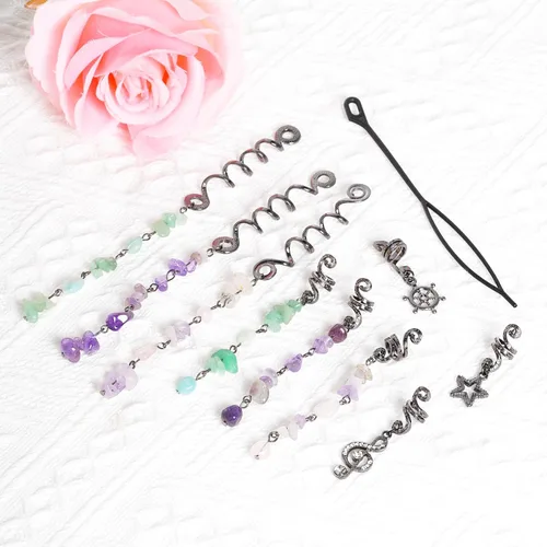 Vista 4 de hoyuwak - 40 piezas de joyería para trenzas, accesorios para rastas y loc, cuentas para el cabello, pinzas, puños, anillos y encantos para mujeres