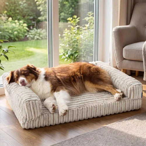 Vista 32 de Bedsure - Cama ortopédica para perros pequeños, cama impermeable de espuma viscoelástica con lados, sofá de espuma de nido de abeja para perros