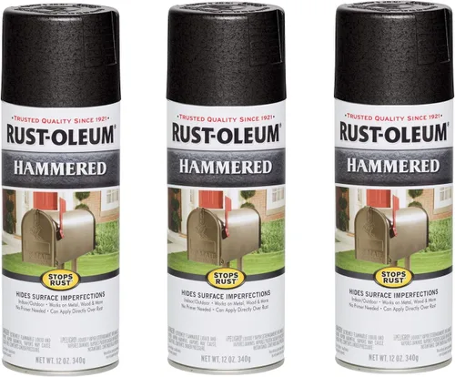 Vista 33 de Rust-Oleum 7215830 – Pintura en aerosol con efecto martillado para prevención del óxido, 12 oz (340 g), color negro