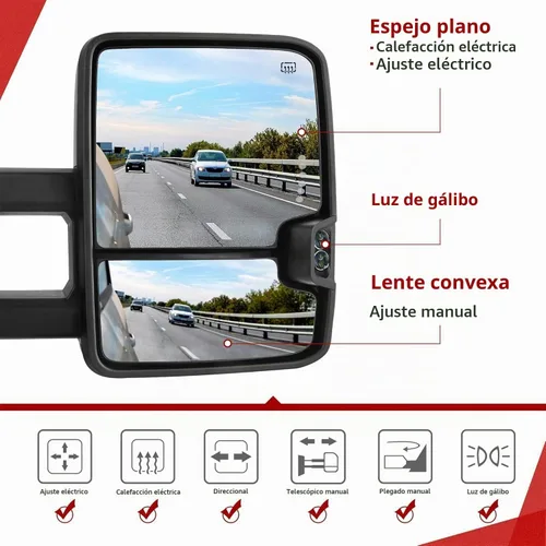 Vista 5 de YITAMOTOR Espejo de remolque compatible con Chevy Silverado GMC Sierra 2007