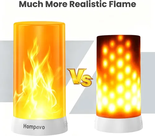 Vista 4 de Hompavo 【Actualizado】 Luces de llama, 4 modos recargables para decoración del hogar Waterproof LED Battery Operated Flameless Candles, Pillar