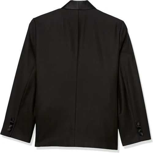 Vista 5 de Calvin Klein Conjunto de traje de esmoquin formal de 2 piezas para niños, incluye chaqueta y pantalones de vestir, detalles de ribete satinado
