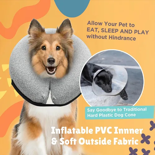 Vista 6 de Big Ant Collar inflable protector para perros y gatos, cono suave para perros después de la cirugía, collar de dona para cuello de perro, collar