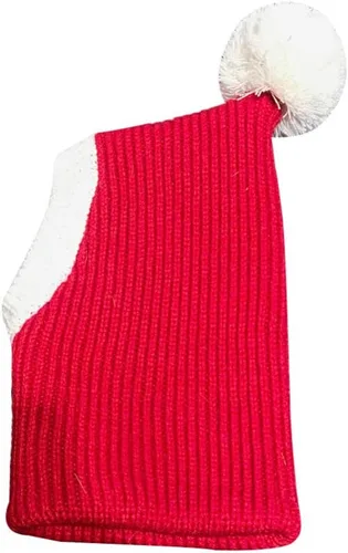 Vista 8 de POPETPOP Sombrero de Navidad para perro, divertido gorro de ganchillo para perro, rojo, cálido, para invierno, gorro de punto para el cuello