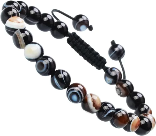 Vista 63 de MASSIVE BEADS - Pulseras ajustables unisex de cuentas de cristal de piedras preciosas con poder curativo natural, de macramé Piedras de 7 chakras