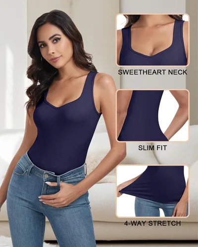 Vista 4 de WOWENY Camiseta sin mangas de forro polar térmico para mujer, sin mangas, cuello corazón, chaleco de invierno, ropa interior, camiseta cálida