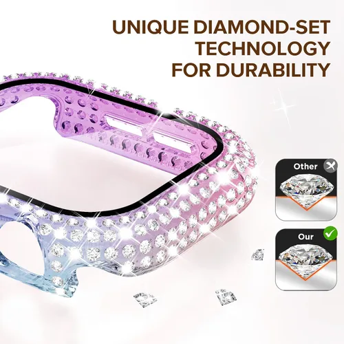Vista 4 de KADES Pack de 3 Fundas Bling Compatibles con Apple Watch de 38mm con Diamantes Completos con Protector de Pantalla Incorporado para Apple Watch