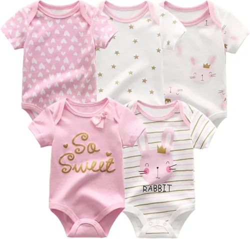 Vista 3 de ZAV Ropa unisex para bebés, paquete de 5 mamelucos de manga corta y 3 mamelucos con pies para bebé