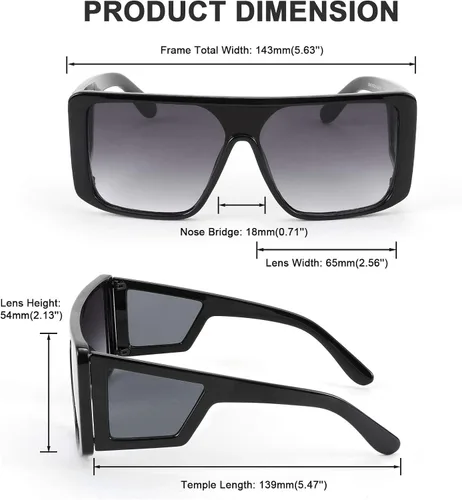 Vista 5 de FEISEDY Lentes de sol envolventes para hombres y mujeres, escudo futurista rectángula, parte superior plana, persianas de una pieza B9037, 65mm