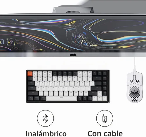 Vista 5 de Keychron K2 Teclado mecánico inalámbrico Bluetooth/USB con cable, diseño 75% intercambiable en caliente, 84 teclas, retroiluminación LED RGB, marco
