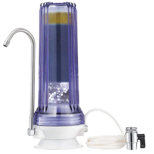 Vista 10 de NU Aqua Sistema de filtro de agua para encimera - 1 etapa con grifo cromado - Purificador de agua potable sobre la encimera y dispensador